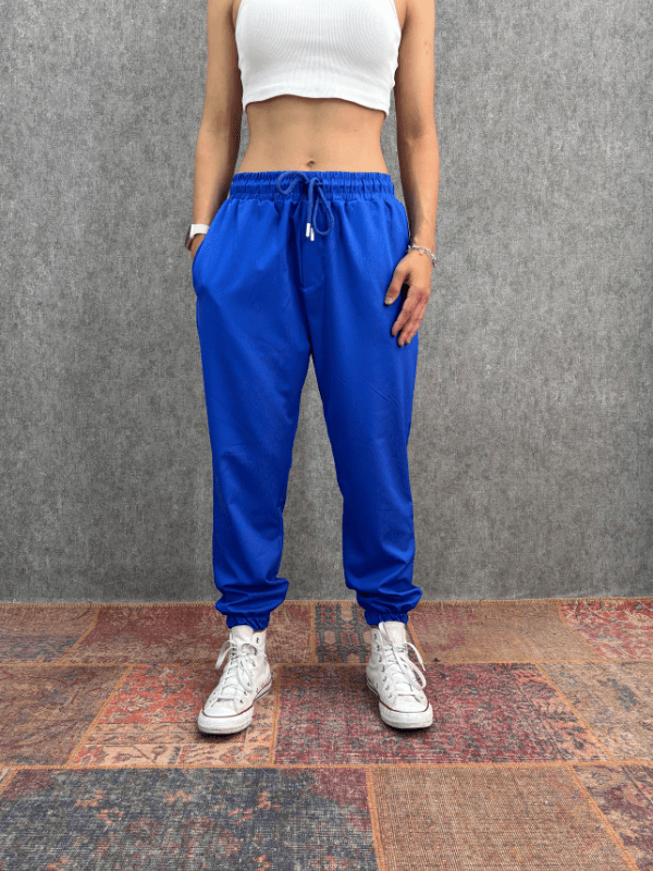 Bel ve Paça Lastikli Viscon Saks Jogger 