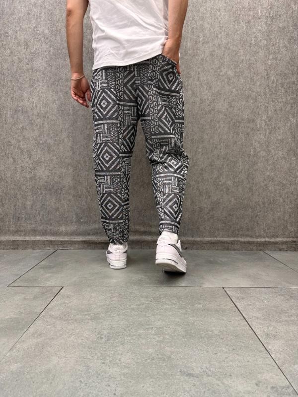 Beli Lastikli Aztek Desenli Bohem Baggy Pantolon