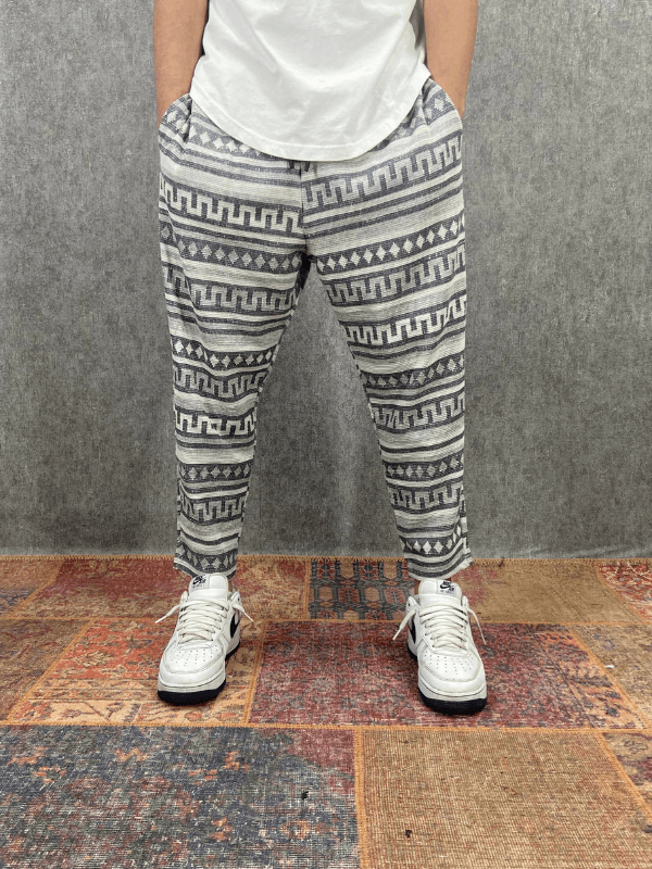 Beli Lastikli Bohem Desenli Baggy Pantolon