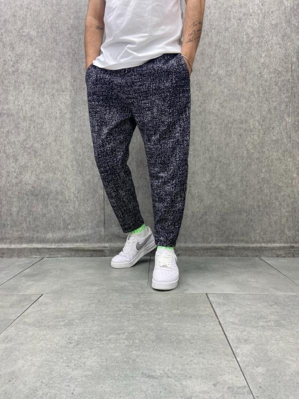 Beli Lastikli Düz Paça Desenli Baggy Pantolon
