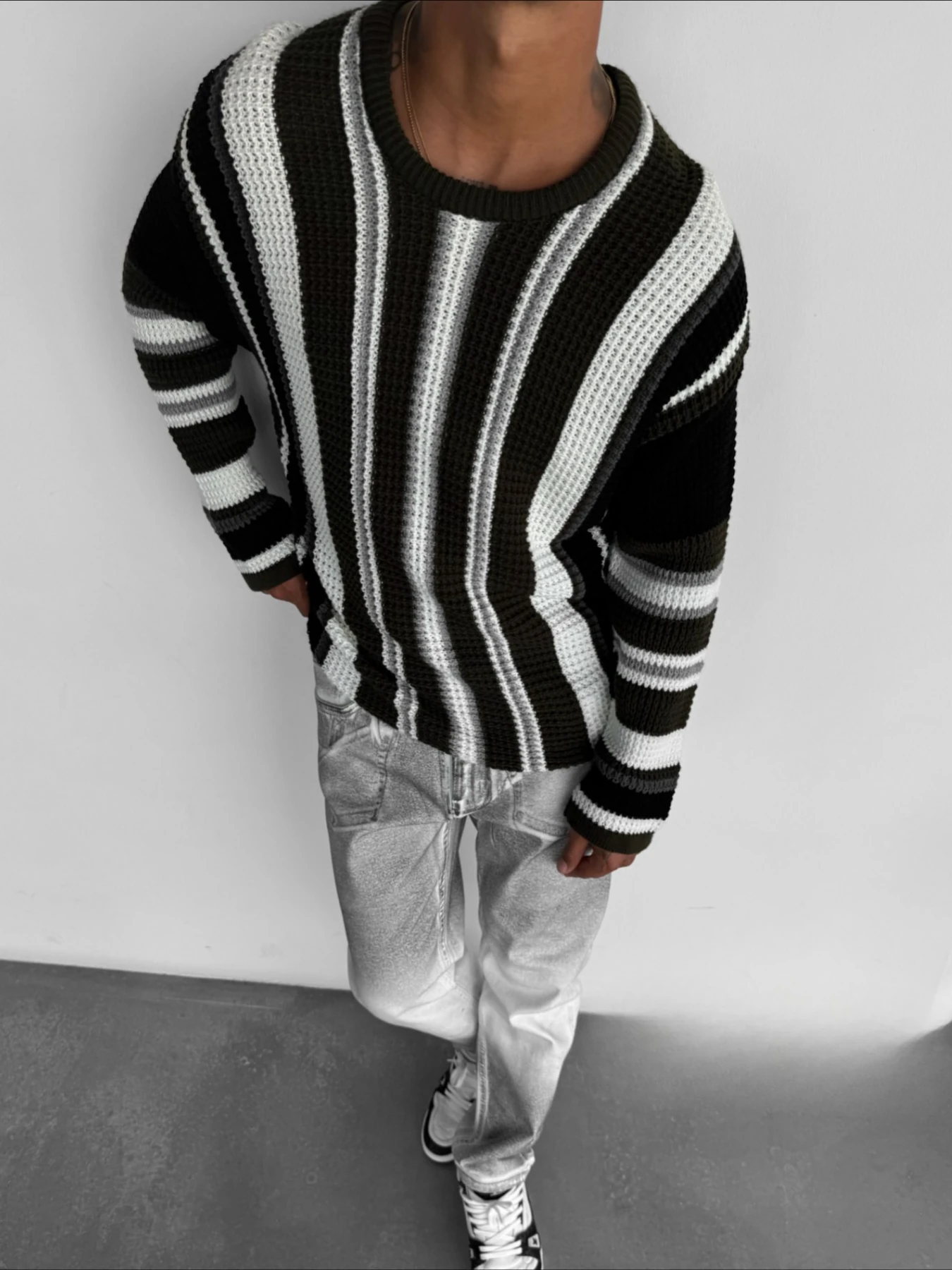 Oversize Çizgili Triko