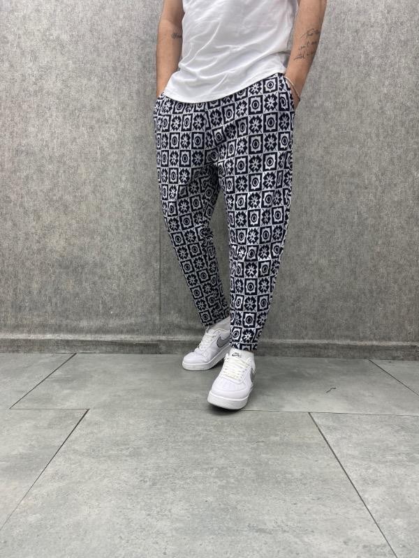 Beli Lastikli Bohem Baggy Desenli Pantolon