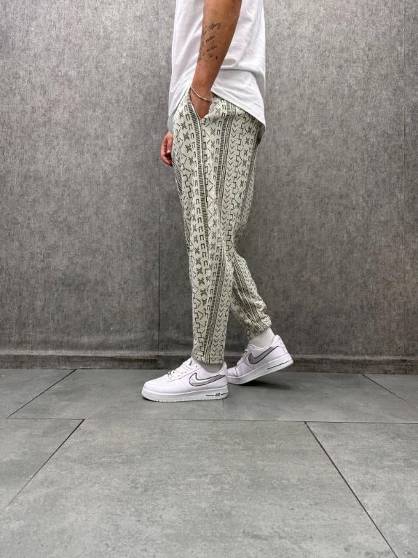 Beli Lastikli Aztek Desenli  Bohem Baggy  Pantolon