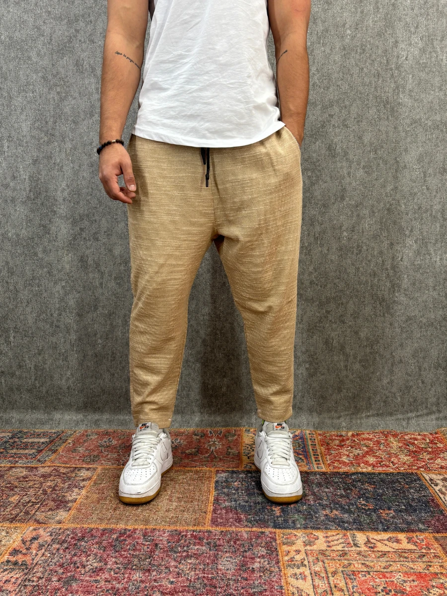 Beli Lastikli Likralı Toprak Baggy Pantolon