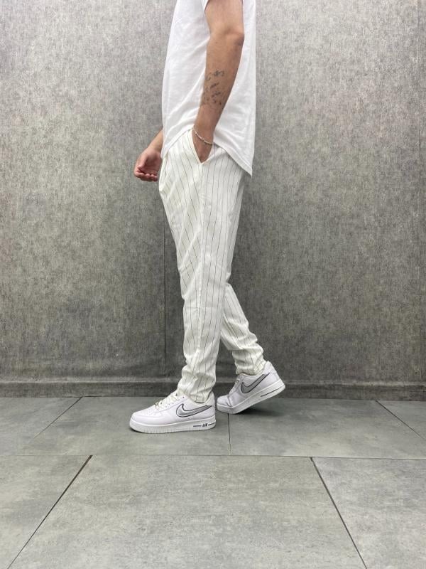 Beli Lastikli Çizgili  Baggy Pantolon