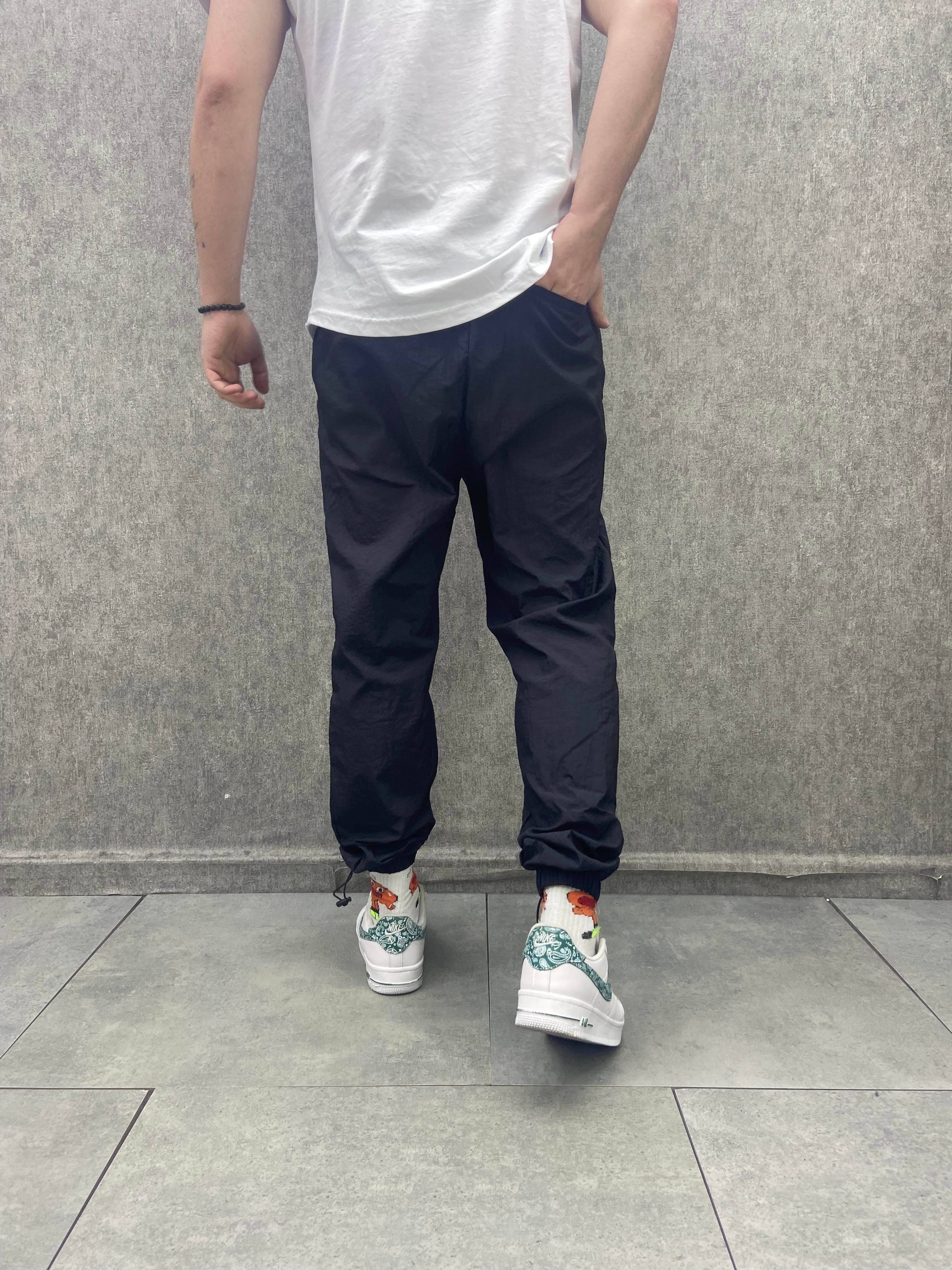 Paraşüt Kumaş Beli Lastikli Siyah Jogger