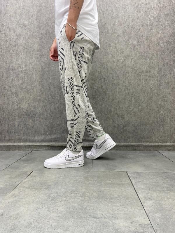 Beli Lastikli Aztek Desenli Baggy Pantolon
