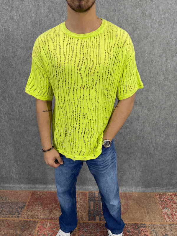 Oversize Yeşil Triko Tshirt 