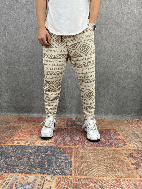 Beli Lastikli Desenli Bohem Baggy Pantolon