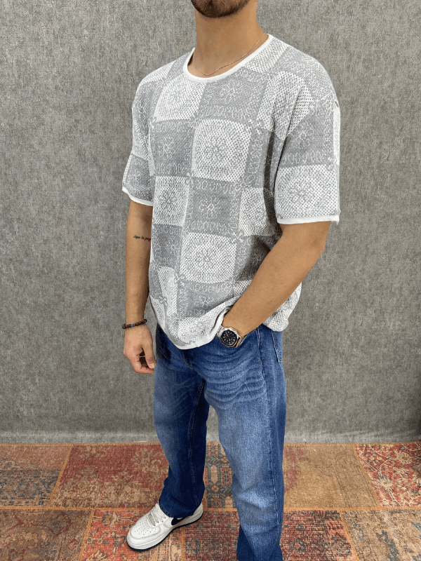 Oversize Bohem Desenli Triko Tshirt 