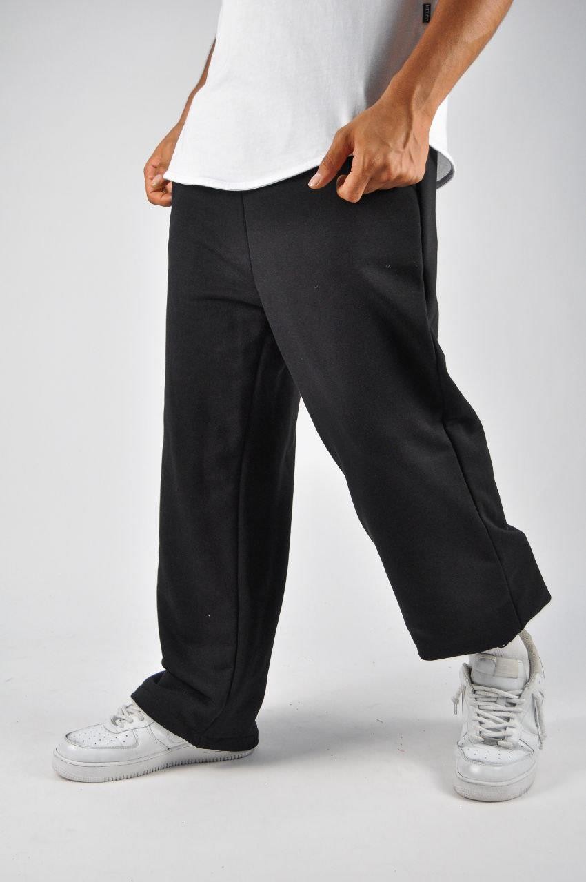 Beli Lastikli Paça Stoperli Siyah   Pamuklu Baggy Pantolon