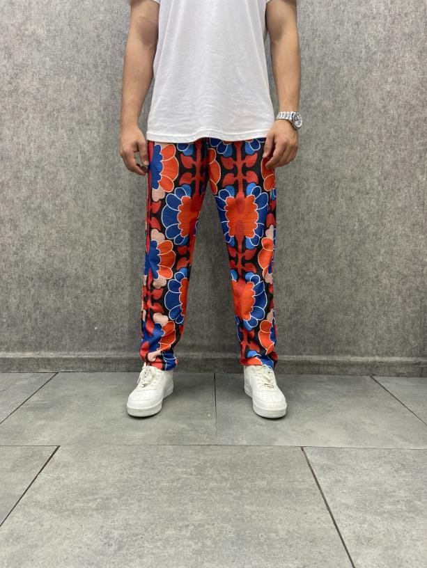 Beli Lastikli  Bohem Desenli Pantolon