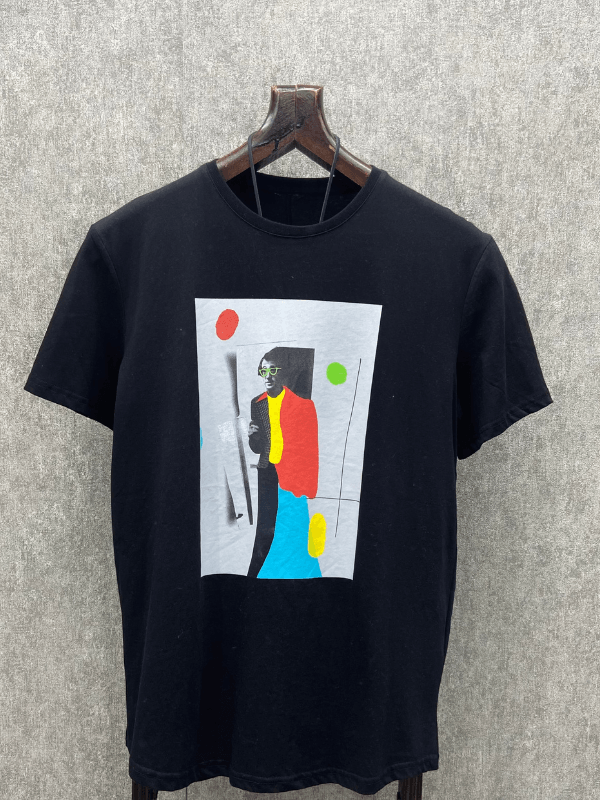 Oversize Baskı Detaylı Siyah Tshirt