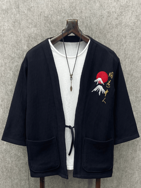 Oversize Japanese Pamuklu Siyah Kimono