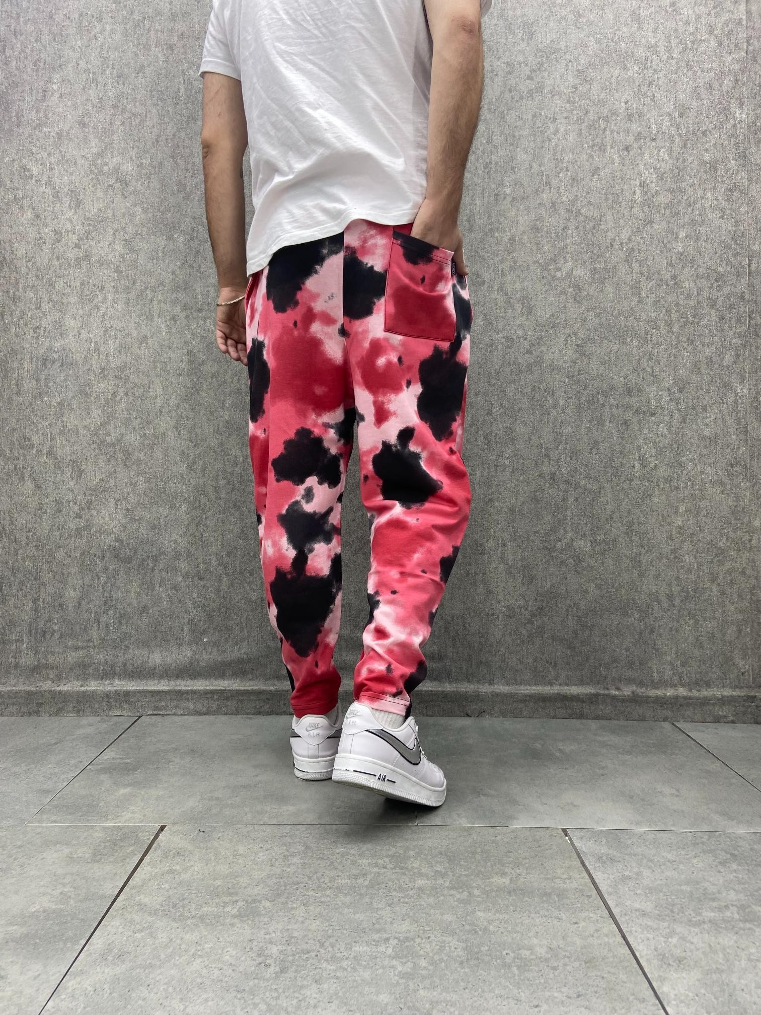 Beli Lastikli Desenli Düz Paça Baggy Pantolon