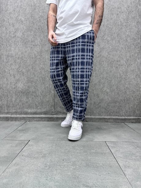Beli Lastikli Ekoseli Baggy Pantolon