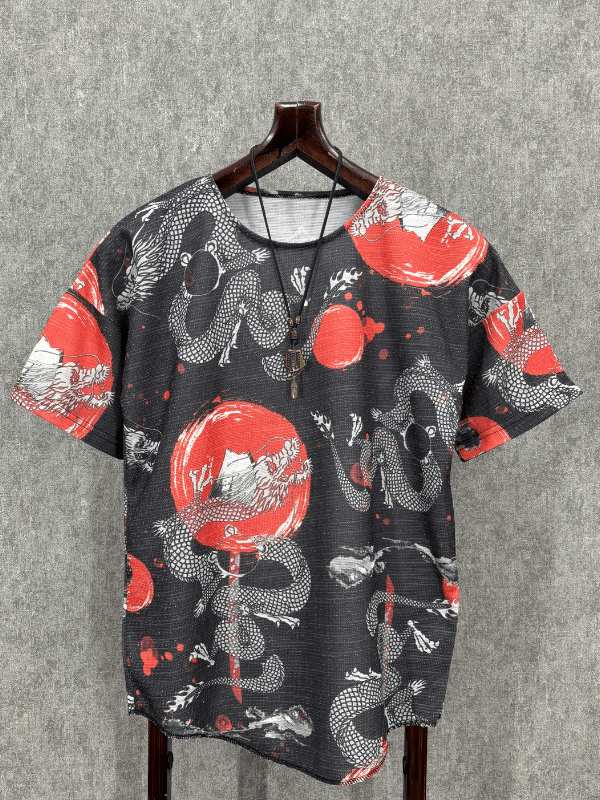 Oversize Desenli Bohem Tshirt
