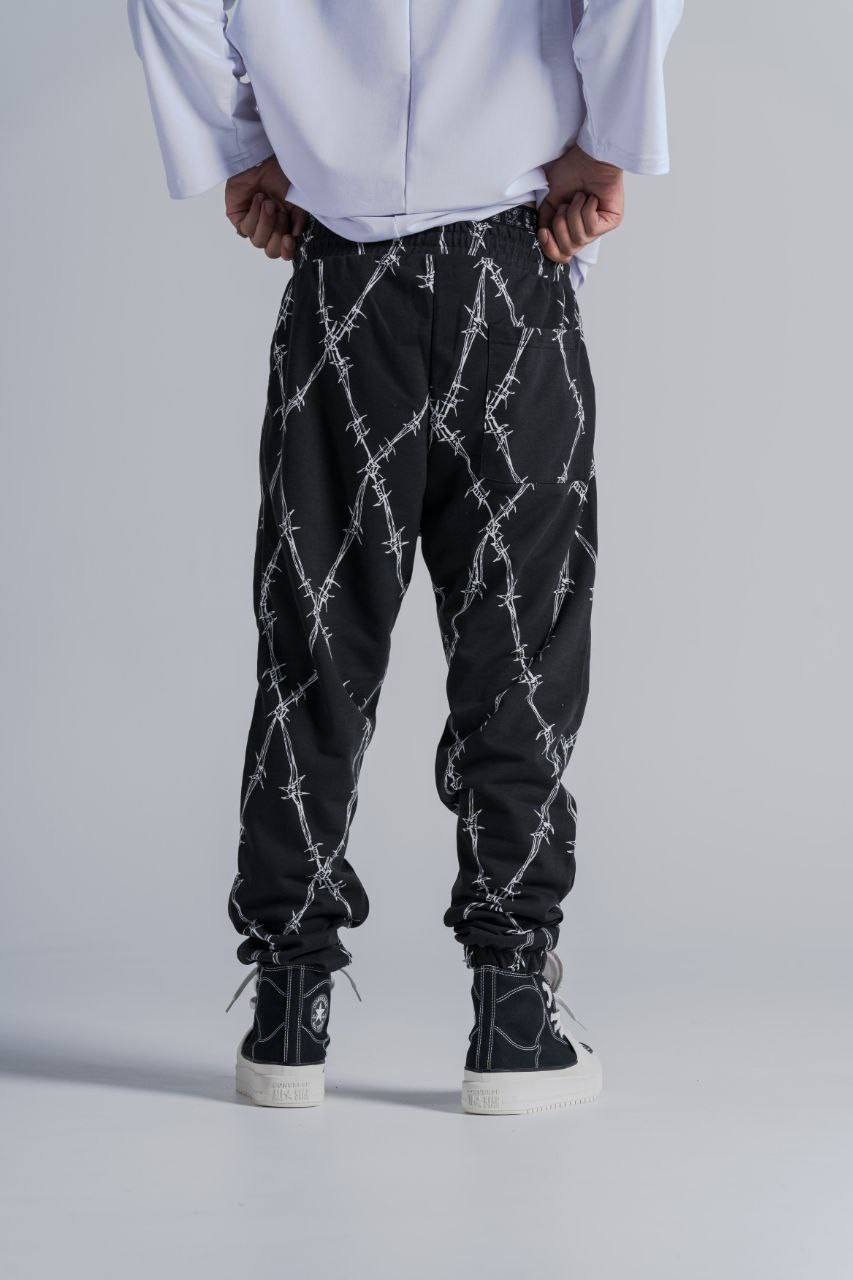 Beli Lastikli Stoperli Boru Paça  Desenli  Baggy Pantolon