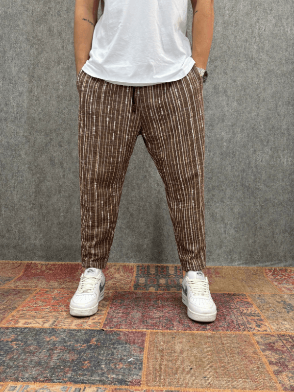 Beli Lastikli Desenli Baggy Pantolon