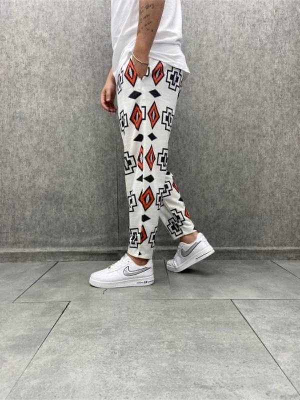 Beli Lastikli Aztek Desenli  Bohem Baggy  Pantolon