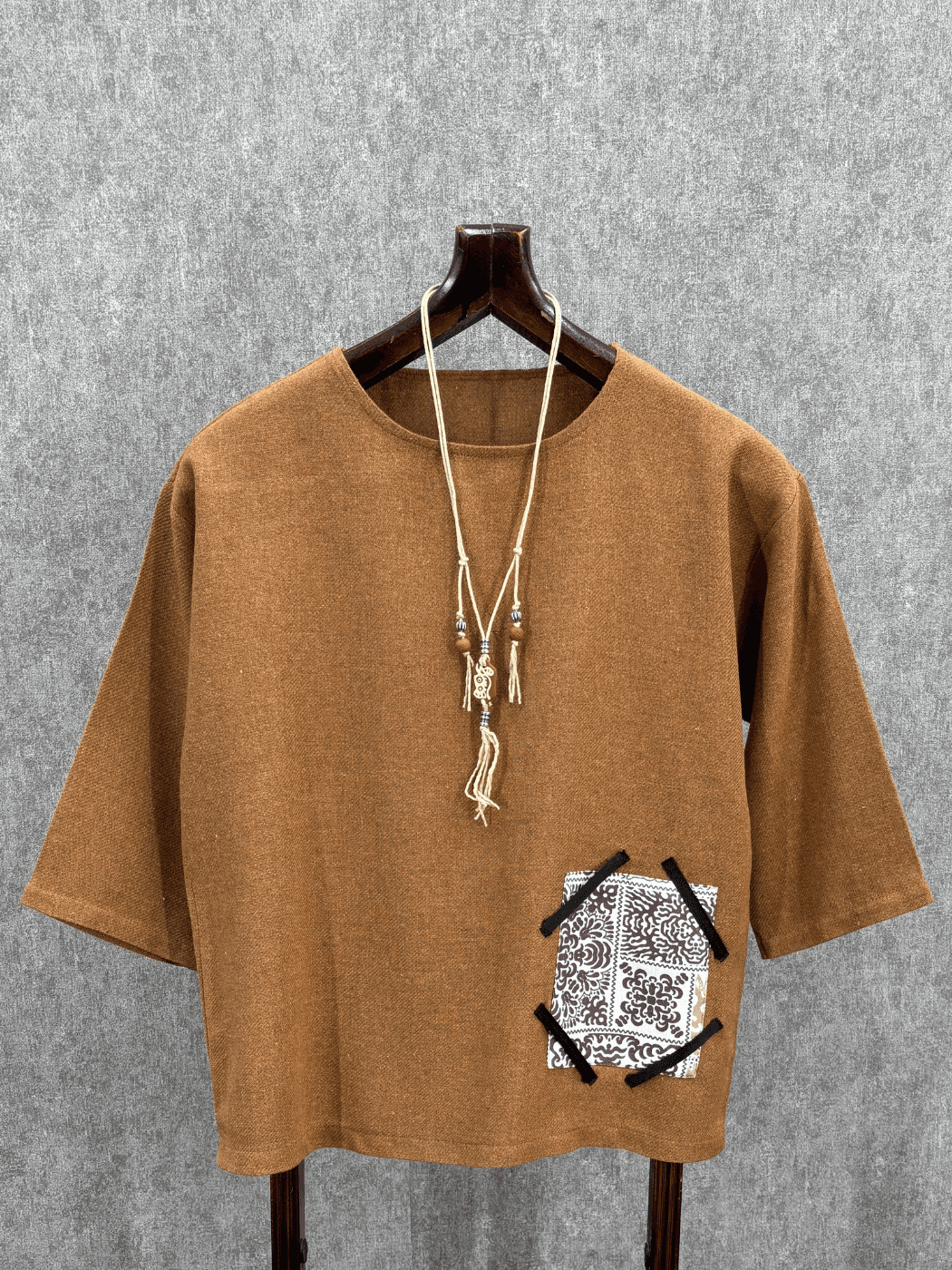 Oversize Bohem Fakir Kol Toprak Pamuklu Tshirt