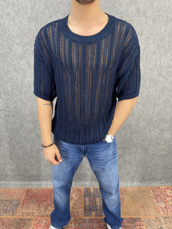 Oversize Lacivert Triko Tshirt 