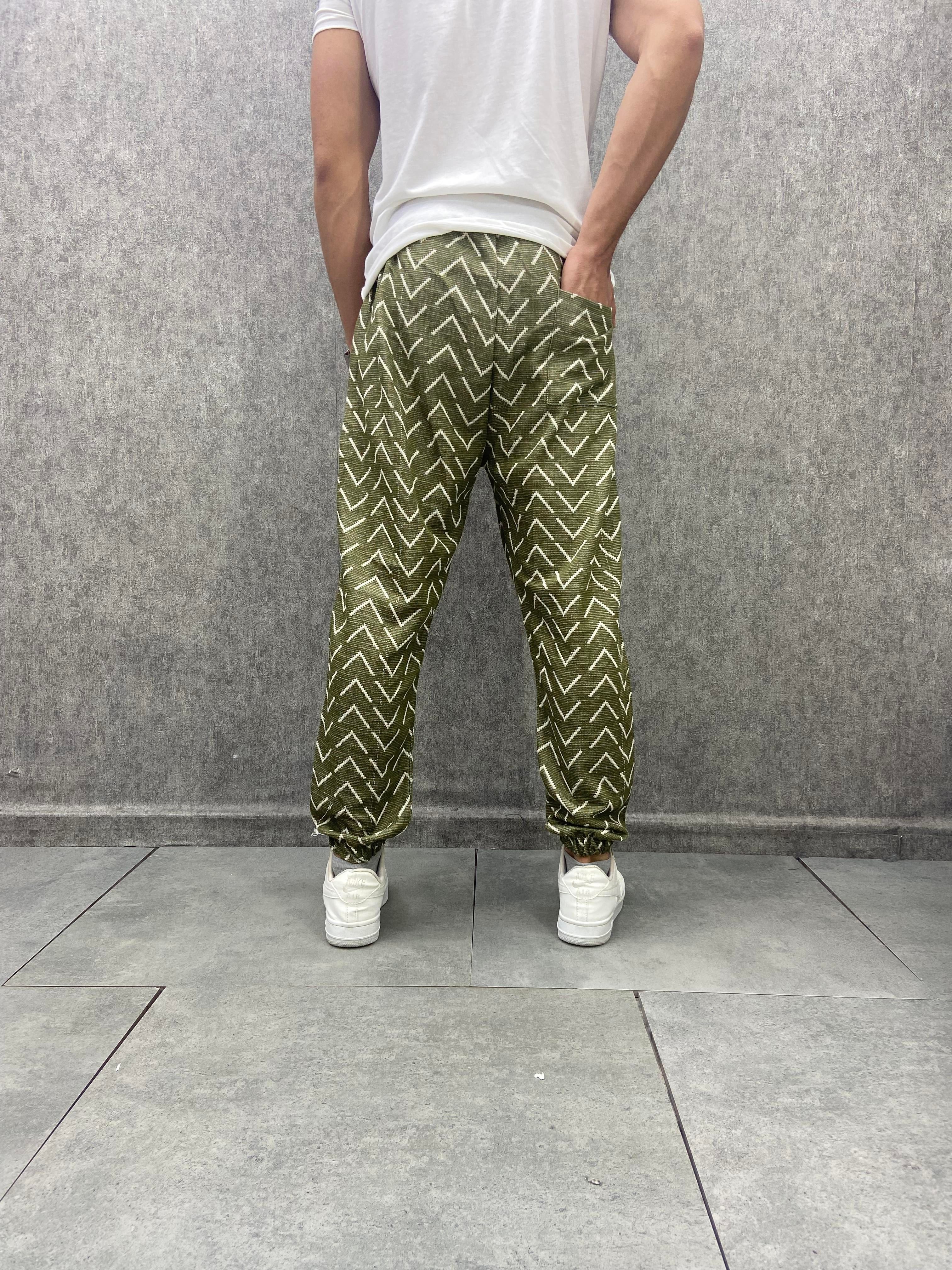 Bel ve Paça Lastikli Bohem Desenli Jogger