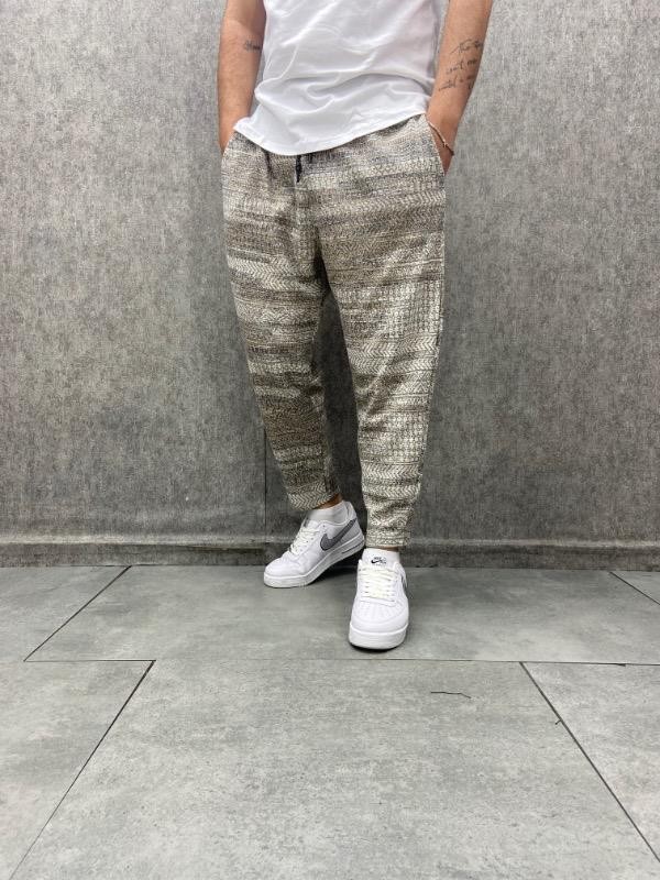 Beli Lastikli Bohem Baggy Çizgili Pantolon
