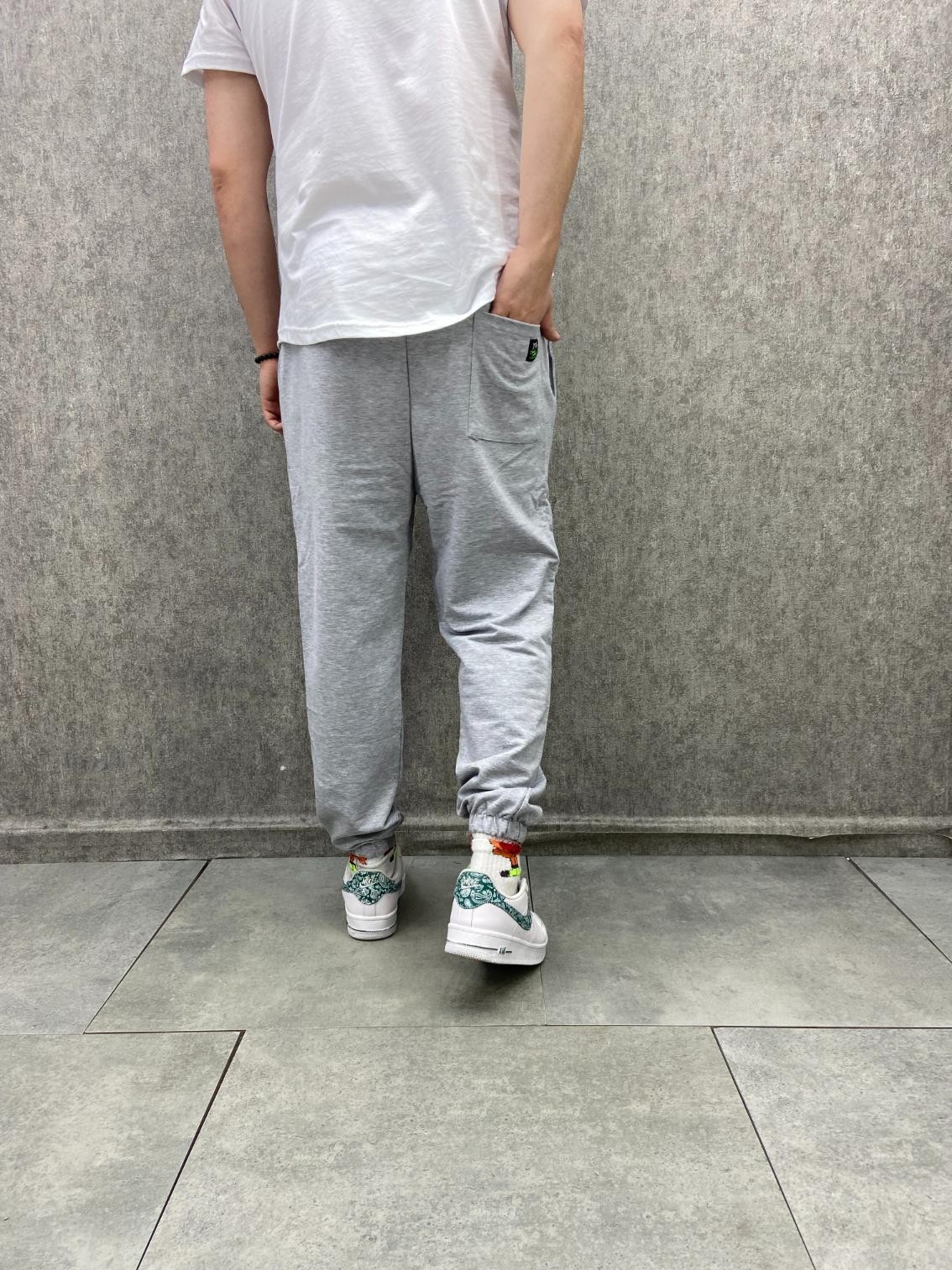 Bel ve Paça Lastikli Planet Baskılı Pamuk Örme Gri Jogger