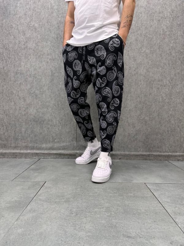 Beli Lastikli Bohem Baggy Desenli Pantolon