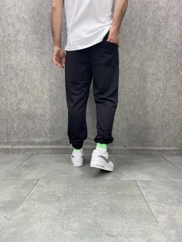 Bel ve Paça Lastikli Siyah Jogger