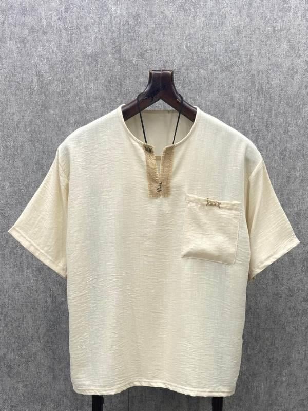 Oversize El İşi Detaylı Bohem Krem Tshirt