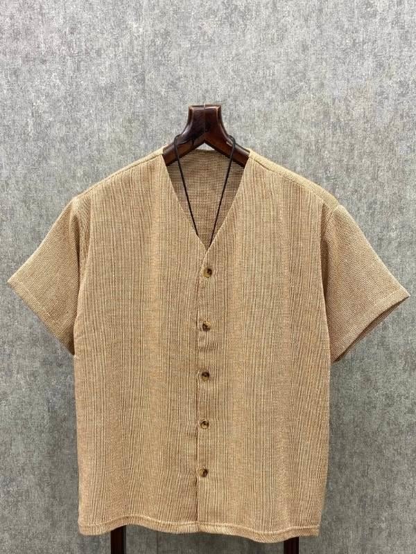 Oversize Bohem Toprak Yıkamalı Keten Gömlek