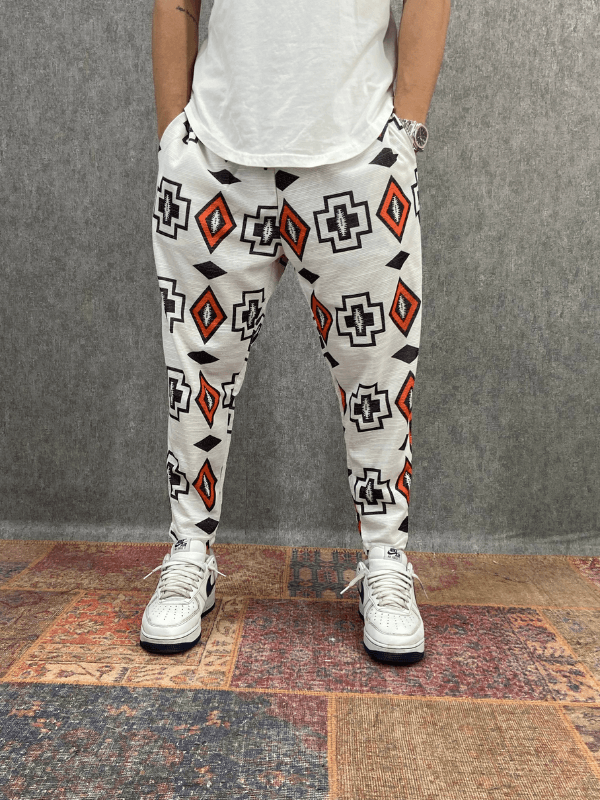 Beli Lastikli Desenli Bohem Baggy Pantolon