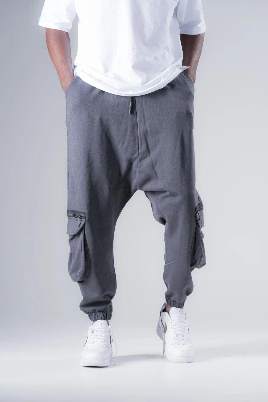 Beli Lastikli Kargo Cepli Füme Yarım Şalvar