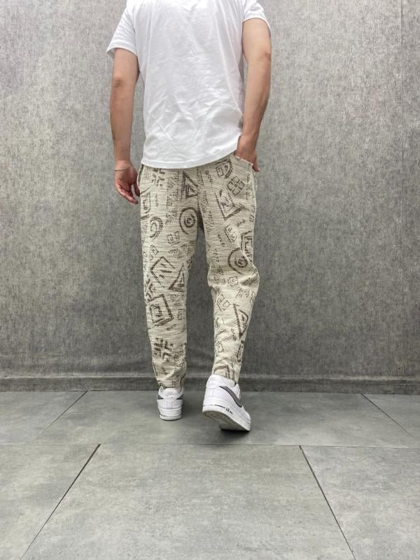Beli Lastikli Aztek Desenli Baggy Pantolon