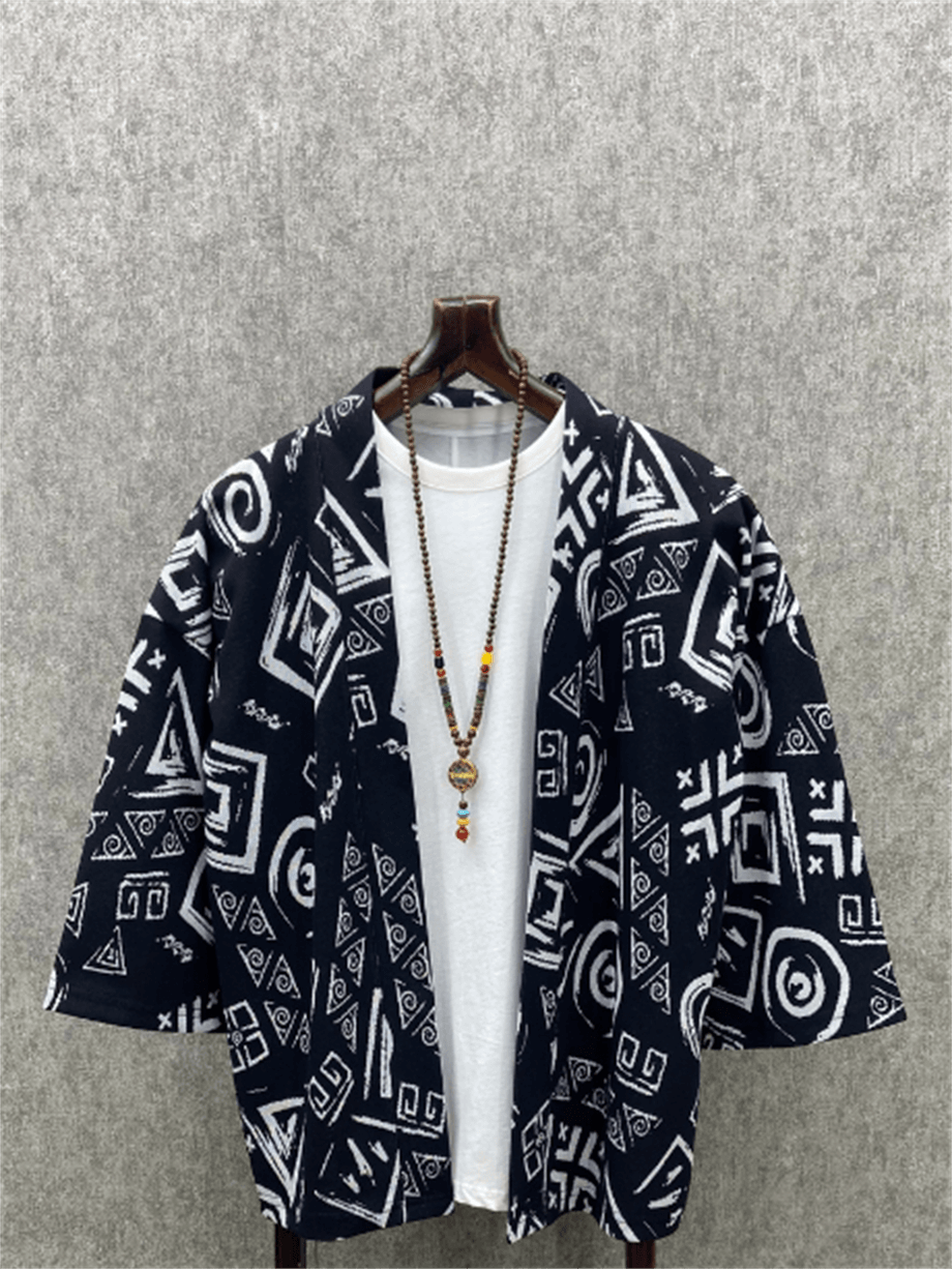 Oversize Bohem Desenli Kimono
