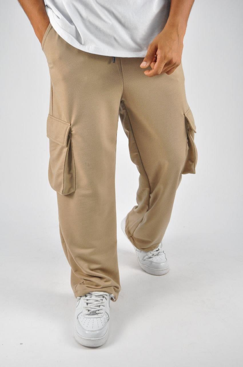 Beli Lastikli Paça Stoperli  Pamuklu Toprak Baggy Pantolon