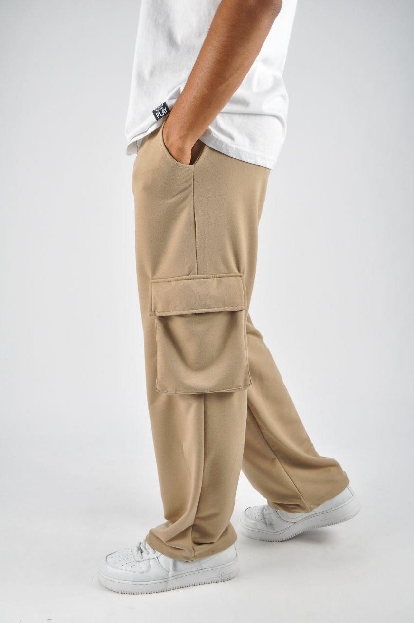 Beli Lastikli Paça Stoperli  Pamuklu Toprak Baggy Pantolon