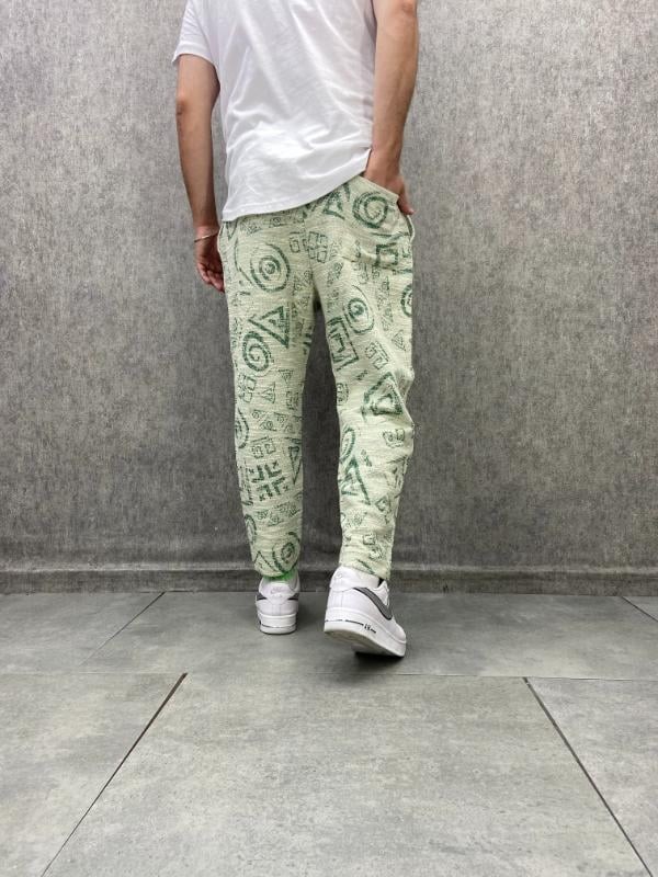 Beli Lastikli Aztek Desenli Baggy Pantolon