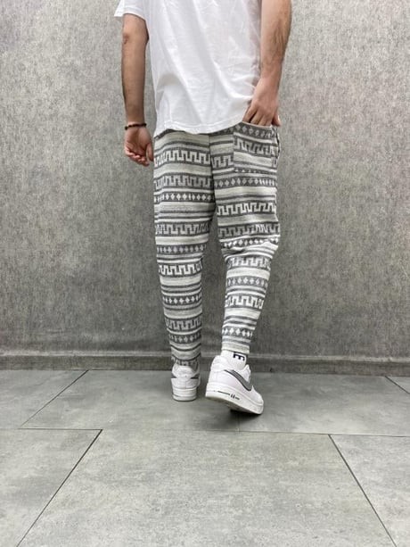 Beli Lastikli Aztek Desenli  Baggy Pantolon