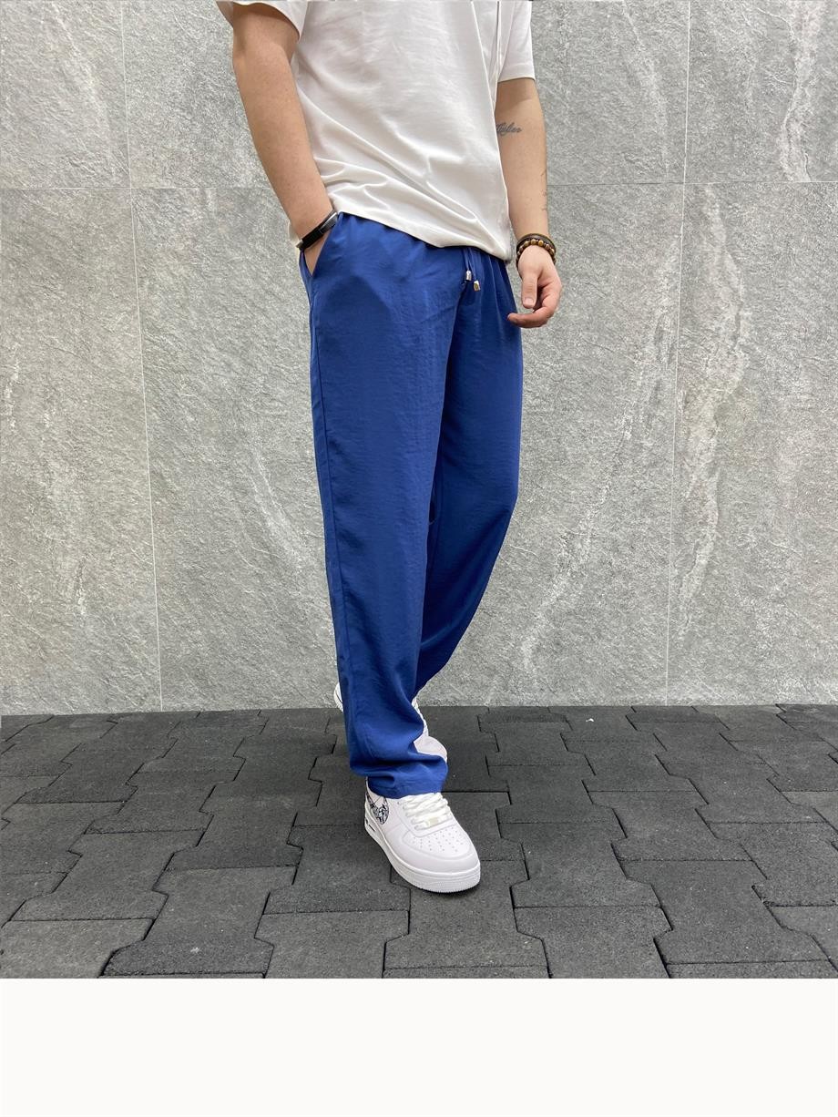 Rahat Kalıp Beli Lastikli Baggy  Paraşüt İndigo   Pantolon