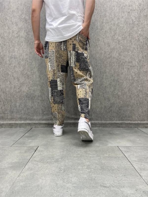 Beli Lastikli Aztek Desenli Bohem Baggy  Pantolon