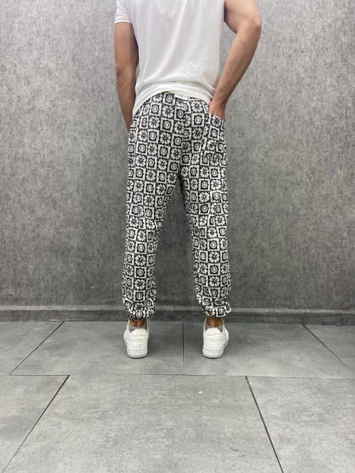 Bel ve Paça Lastikli Bohem Desenli Jogger