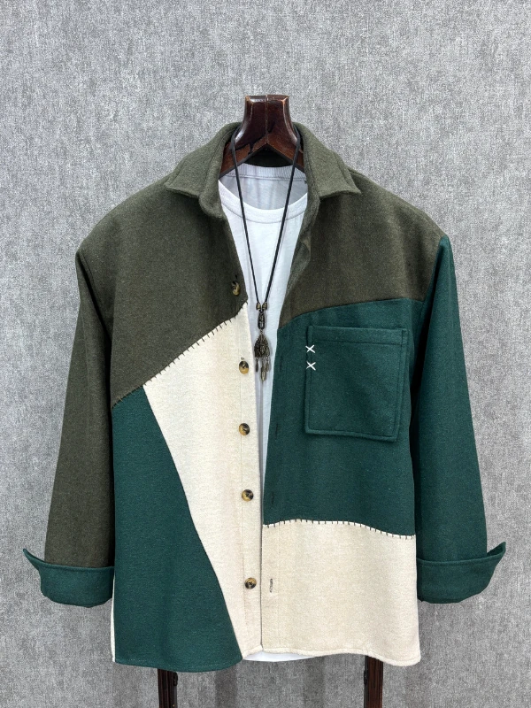 Oversize Picasso Pamuk Kaşe Gömlek