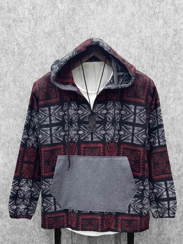 Oversize Kapüşonlu Otantik Oduncu Sweatshirt