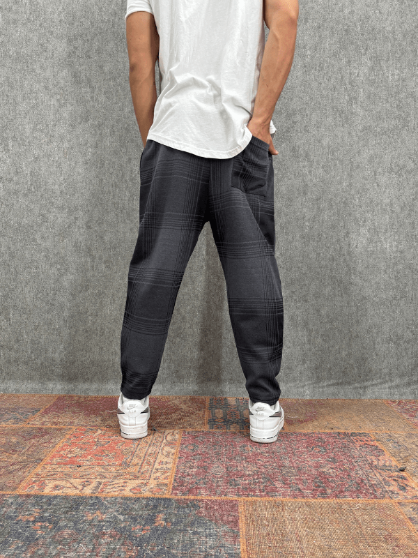 Beli Lastikli Bohem Ekoseli Baggy Pantolon