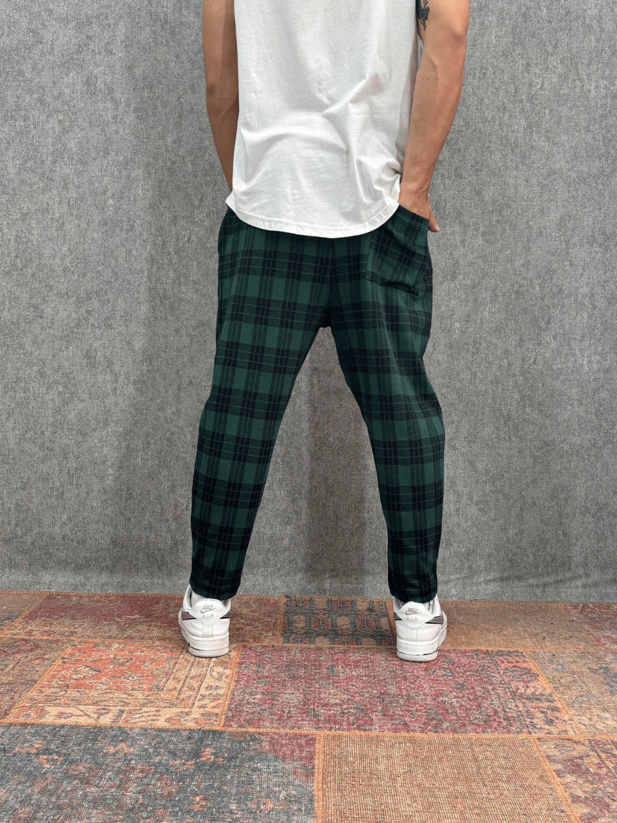 Beli Lastikli  Ekoseli Baggy Pantolon