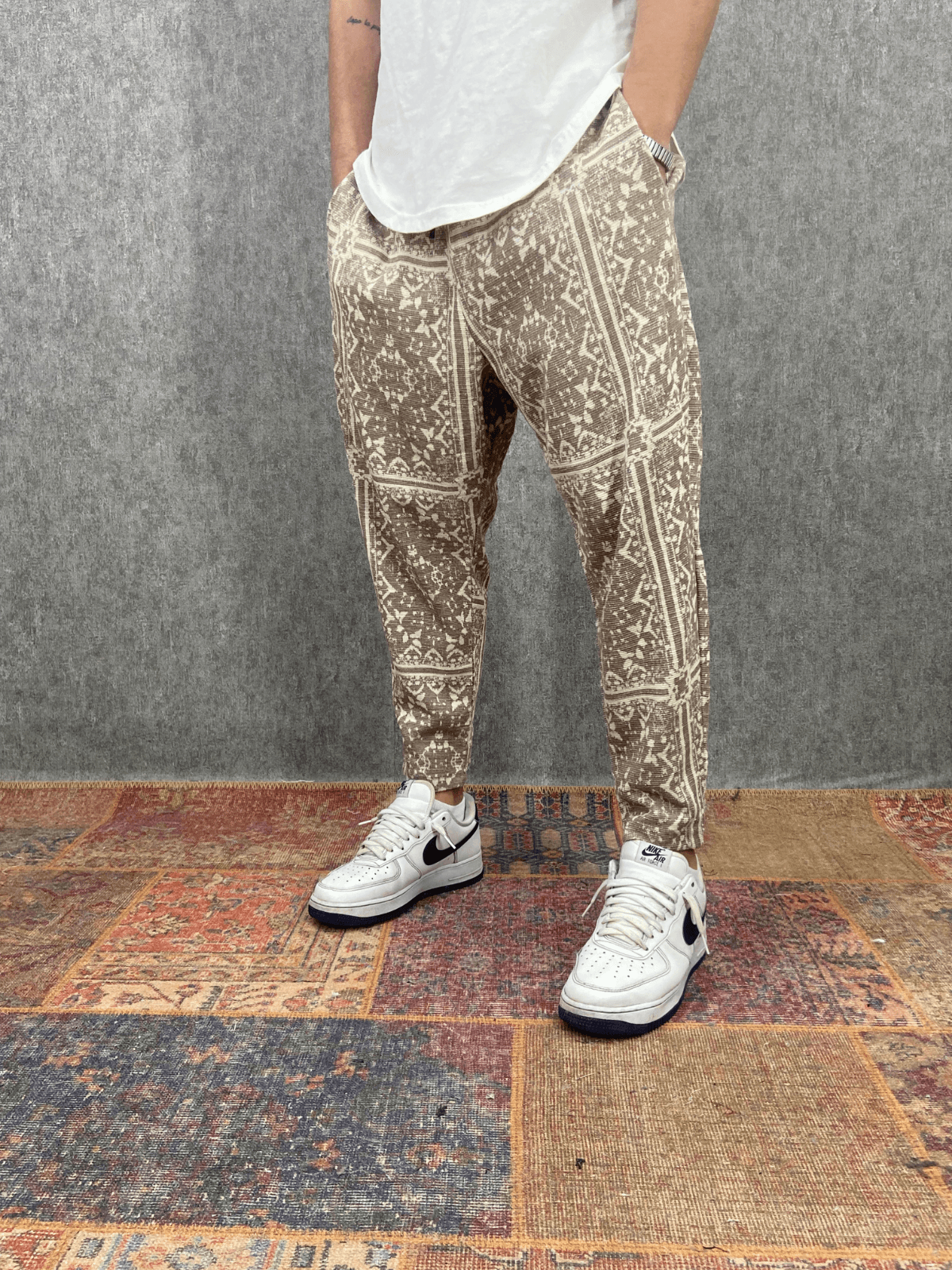 Beli Lastikli Pamuklu Bohem Desenli Baggy Pantolon