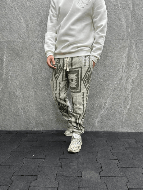 Beli Lastikli Kaşe Bohem Pamuklu Jogger Pantolon